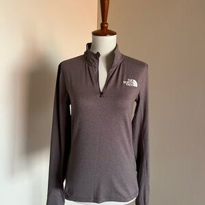 The North Face Gray Fitted Long Sleeve Zippered Top